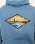 The Salt Water Seeker Mens Golden Hoodie in Blue Dusk