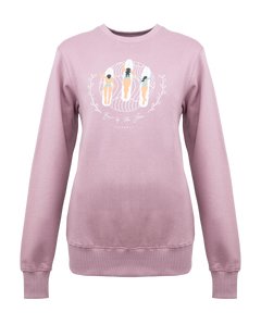 The Born by the Sea Womens Surf Babes Sweatshirt in Purple Rose