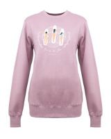 The Born by the Sea Womens Surf Babes Sweatshirt in Purple Rose