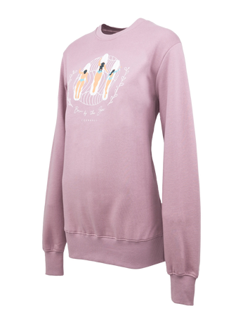 The Born by the Sea Womens Surf Babes Sweatshirt in Purple Rose