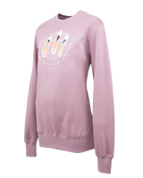 The Born by the Sea Womens Surf Babes Sweatshirt in Purple Rose