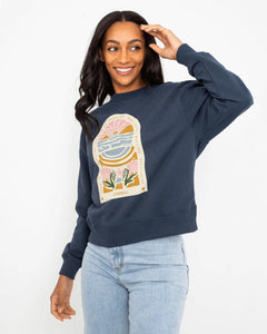 The Born by the Sea Womens Cornwall Arch Sweatshirt in Denim Blue