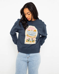 The Born by the Sea Womens Cornwall Arch Sweatshirt in Denim Blue