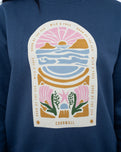 The Born by the Sea Womens Cornwall Arch Sweatshirt in Denim Blue