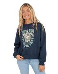 The Born by the Sea Womens Plastic Free 23 Sweatshirt in Denim Blue