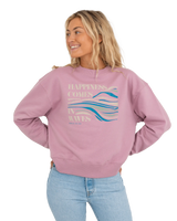 The Born by the Sea Womens Happiness Sweatshirt in Purple Rose
