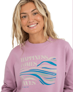 The Born by the Sea Womens Happiness Sweatshirt in Purple Rose