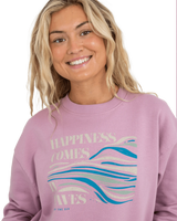 The Born by the Sea Womens Happiness Sweatshirt in Purple Rose