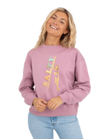 The Born by the Sea Womens Salty Surfer Sweatshirt in Purple Rose