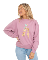 The Born by the Sea Womens Salty Surfer Sweatshirt in Purple Rose