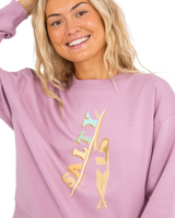 The Born by the Sea Womens Salty Surfer Sweatshirt in Purple Rose