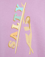 The Born by the Sea Womens Salty Surfer Sweatshirt in Purple Rose