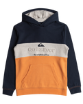 The Quiksilver Boys Boys Embroidered Block Hoodie in Navy Blazer