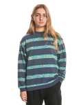 The Quiksilver Boys Boys Take Us Back Sweatshirt in Crown Blue & Heritage Stripe