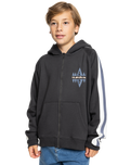 The Quiksilver Boys Boys Grayling Zip Hoodie in Tarmac