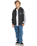 The Quiksilver Boys Boys Grayling Zip Hoodie in Tarmac