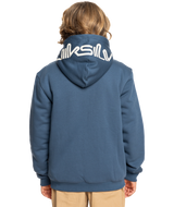 The Quiksilver Boys Boys Best Wave Sherpa Zip Hoodie in Vintage Indigo