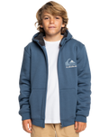 The Quiksilver Boys Boys Best Wave Sherpa Zip Hoodie in Vintage Indigo