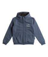 The Quiksilver Boys Boys Best Wave Sherpa Zip Hoodie in Vintage Indigo