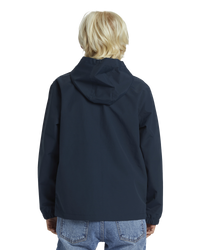 The Quiksilver Boys Boys Rain Cloud Hooded Coach Jacket in Dark Navy