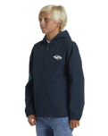 The Quiksilver Boys Boys Rain Cloud Hooded Coach Jacket in Dark Navy