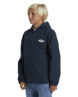 The Quiksilver Boys Boys Rain Cloud Hooded Coach Jacket in Dark Navy