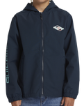 The Quiksilver Boys Boys Rain Cloud Hooded Coach Jacket in Dark Navy