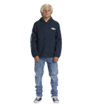 The Quiksilver Boys Boys Rain Cloud Hooded Coach Jacket in Dark Navy