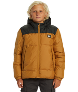 The Quiksilver Boys Boys Cold Days Puffer Jacket in Bone Brown