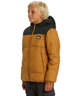 The Quiksilver Boys Boys Cold Days Puffer Jacket in Bone Brown