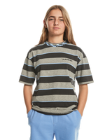 The Quiksilver Boys Boys Stripe T-Shirt in Tarmac Stripe