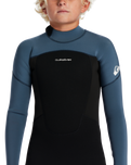 The Quiksilver Boys Prologue 4/3mm Back Zip Wetsuit in Black & Bering Sea