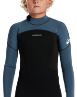 The Quiksilver Boys Prologue 4/3mm Back Zip Wetsuit in Black & Bering Sea