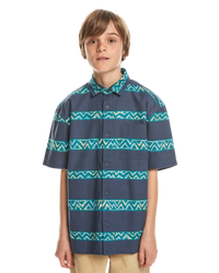 The Quiksilver Boys Boys Dalnavert Shirt in Crown Blue & Heritage Stripe