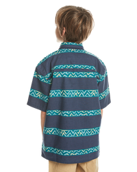 The Quiksilver Boys Boys Dalnavert Shirt in Crown Blue & Heritage Stripe