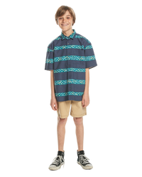 The Quiksilver Boys Boys Dalnavert Shirt in Crown Blue & Heritage Stripe