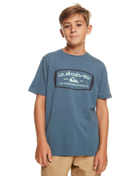 The Quiksilver Boys Boys Mind Barrel T-Shirt in Bering Sea