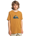 The Quiksilver Boys Boys Comp Logo T-Shirt in Bone Brown