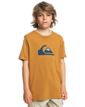 The Quiksilver Boys Boys Comp Logo T-Shirt in Bone Brown