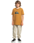 The Quiksilver Boys Boys Comp Logo T-Shirt in Bone Brown