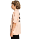 The Quiksilver Boys Boys Vertical Logos T-Shirt in Peach Parfait