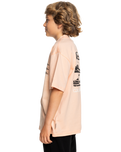 The Quiksilver Boys Boys Vertical Logos T-Shirt in Peach Parfait