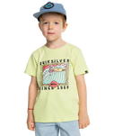 The Quiksilver Boys Boys Retro Skull T-Shirt in Shadow Lime