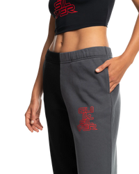 The Quiksilver Womens Collection Womens Stranger Things Upside Down Fleece Joggers in Black