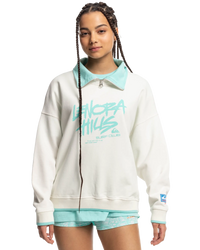 The Quiksilver Womens Collection Womens Stranger Things Lenora 1/2 Zip Sweatshirt in Snow White