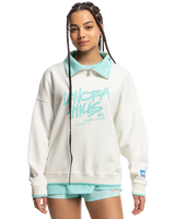 The Quiksilver Womens Collection Womens Stranger Things Lenora 1/2 Zip Sweatshirt in Snow White