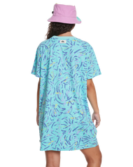 The Quiksilver Womens Collection Womens Heritage Days T-Shirt Dress in Aqua Sky Strange Daze