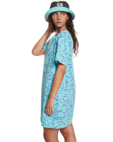 The Quiksilver Womens Collection Womens Heritage Days T-Shirt Dress in Aqua Sky Strange Daze