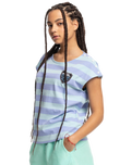 The Quiksilver Womens Collection Womens Stranger Things Lenora Stripped T-Shirt in Lenora Printed Stripes