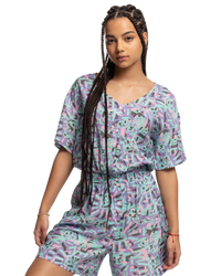 The Quiksilver Womens Collection Womens Stranger Things Lenora Woven Playsuit in Lenora War Paint Marlin